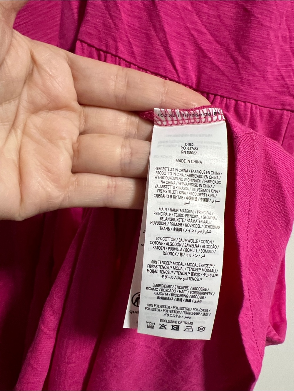 Boden May Jersey Short Dress pink & embroidered blue - Picture 6 of 8